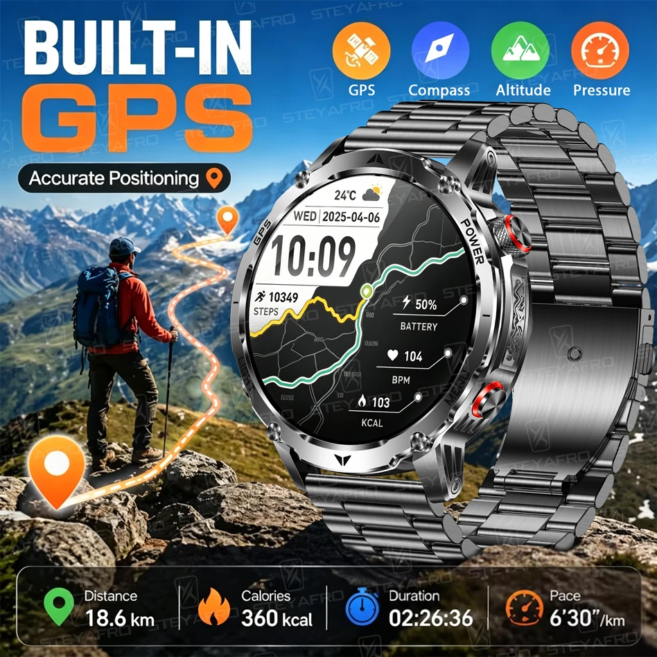 Smartwatch M Active - ساعة ذكية عسكرية للرجال مع نظام
