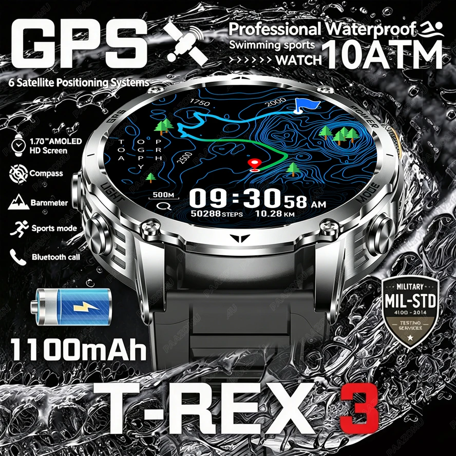 Smartwatch M Active - ساعة ذكية T-Rex 3 بدرجة عسكرية،
