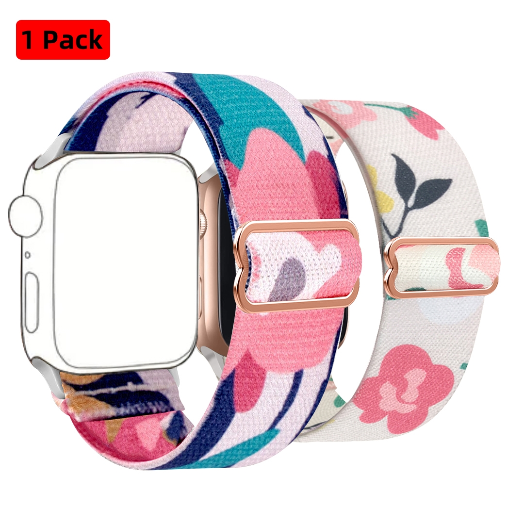 Apple Smartwatch Accessories - عبوتان من حزام قابل للتمدد بطبعة