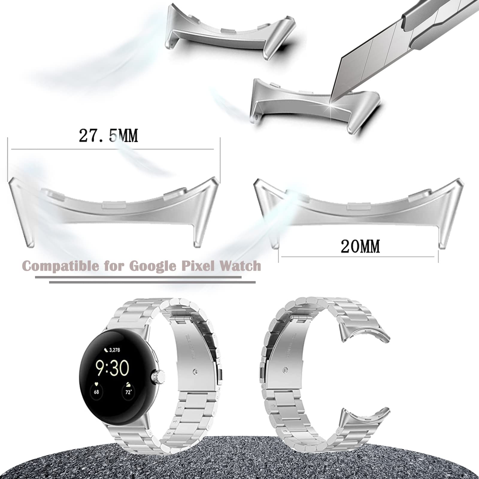 1/2 زوج موصل معدني لساعة جوجل  - مراجعة Watch Band Connector وسعره