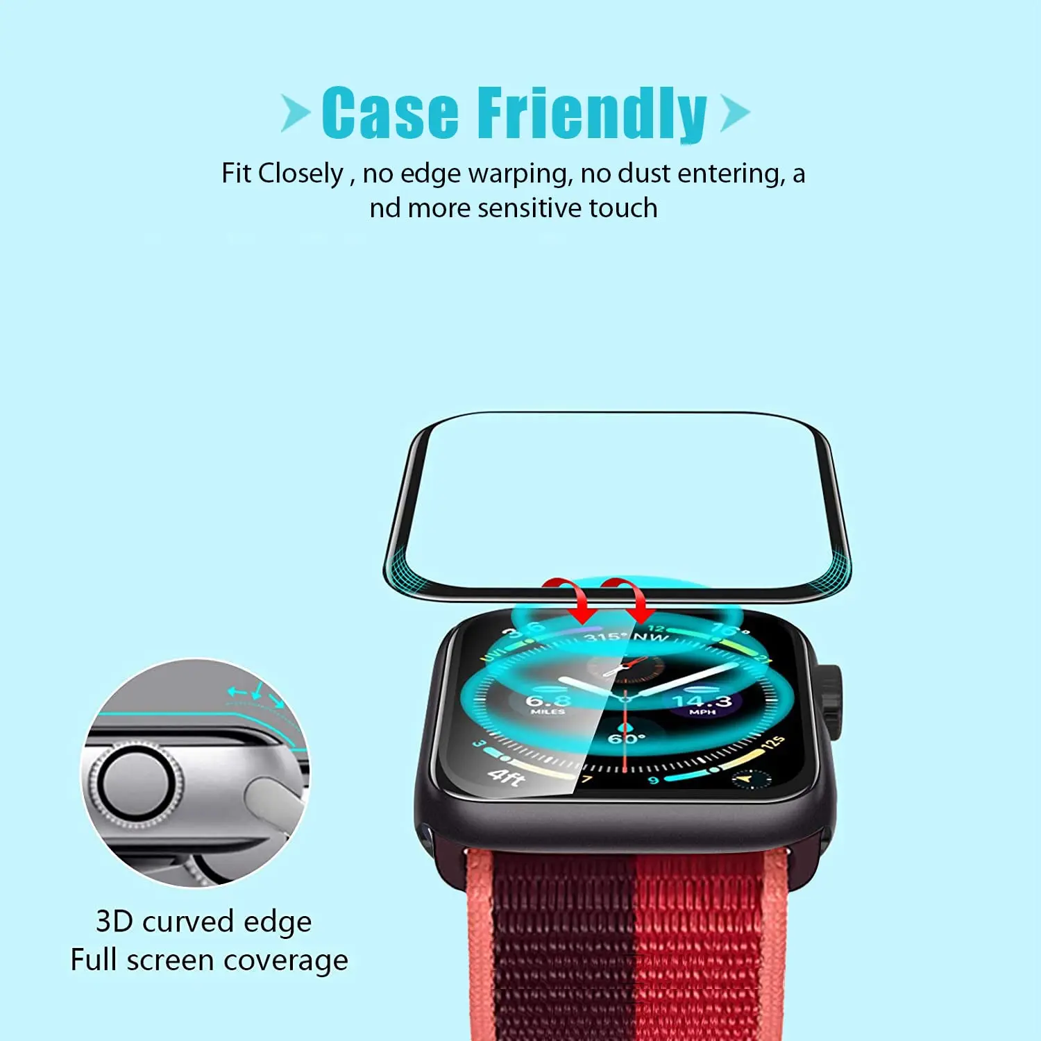 واقي شاشة ثلاثي الأبعاد من الز - مراجعة Apple Smartwatch Accessories وسعره