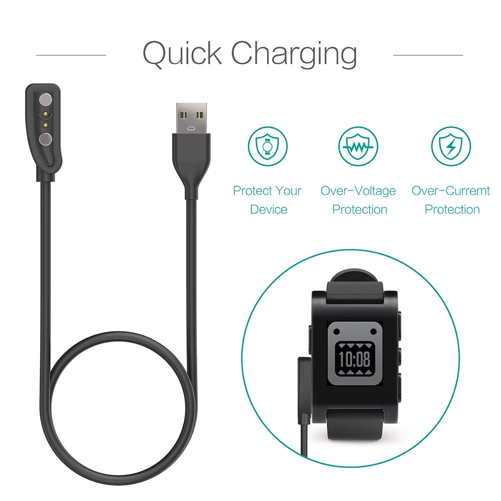كابل شحن USB 100 سنتيمتر للساع - مراجعة Pebble Smartwatch Accessories وسعره